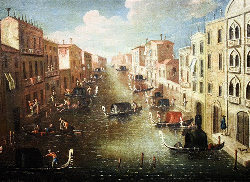 Venezia, sfilata di gondole sul canale